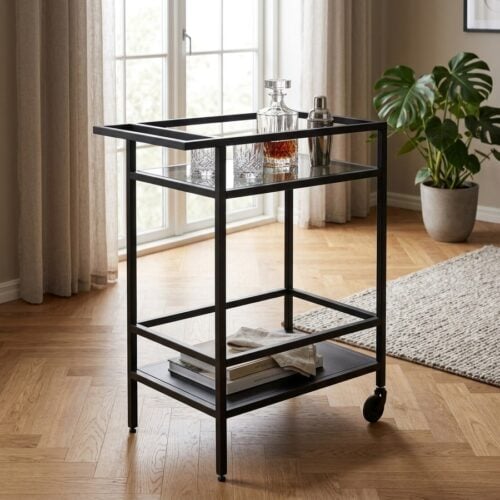 Bronco Barvogn i Sort Stål og Topplade i Røget Glas fra Unique Furniture | 42x70x85cm - Billede 1