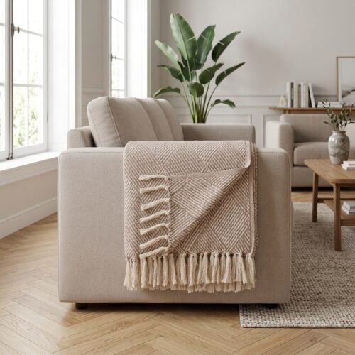 Bursa Plaid i Taupe 80% Bomuld 20% Polyester fra House Nordic | 180x130cm - Billede 1