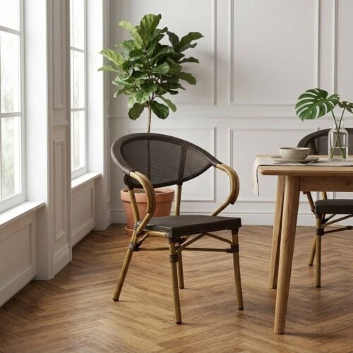 Calda Spisebordsstol i Mørkebrun med Bambuslook Ben fra House Nordic | L60xB57xH83cm - Billede 1