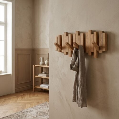 Caltra Knagerække i 100% Massiv Egetræ i Natur fra House Nordic | L40xB3xH18cm - Billede 1