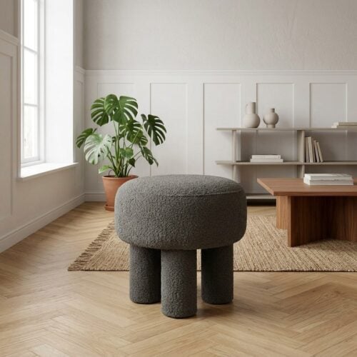 Canberra Puf i Koksgrå Polyester fra House Nordic | Ø43xH43cm - Billede 1