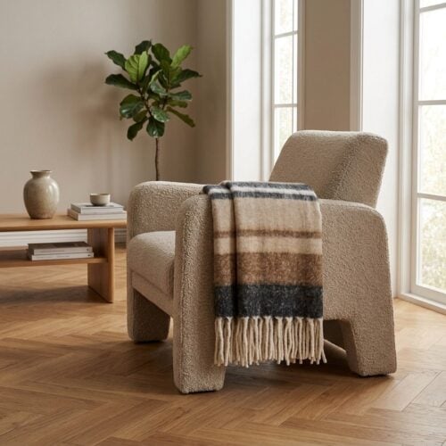 Carmel Plaid i Uld Mix og Sort/Brun fra House Nordic | L170xB130cm - Billede 1