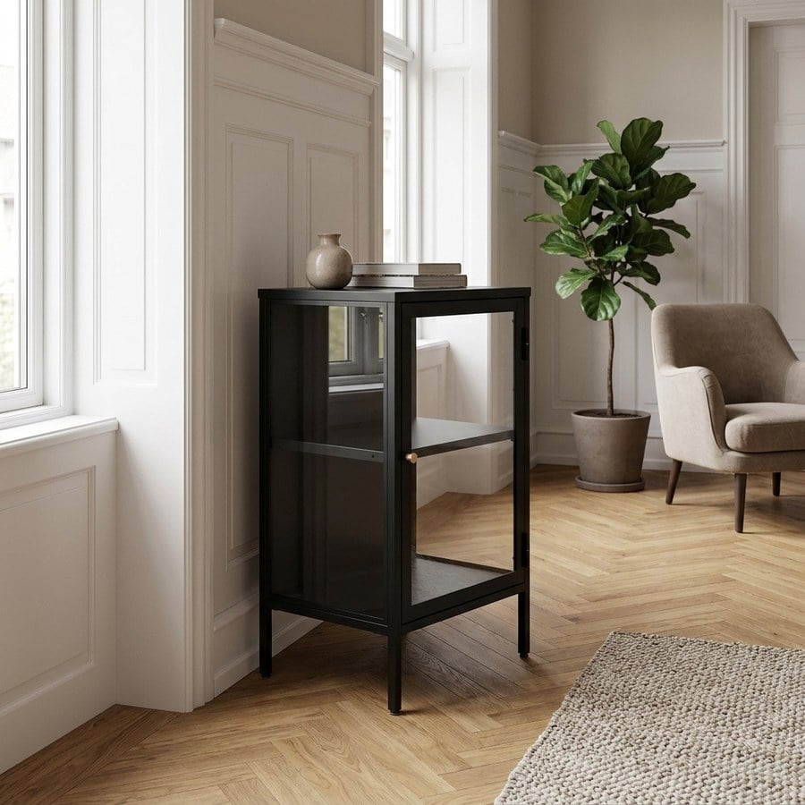 ai-miljoe-1-carmel-sk-nk-i-sort-st-l-med-guld-h-ndtag-fra-unique-furniture-40x45x85cm-236837 Carmel Skænk i Sort Stål med Guld Håndtag fra Unique Furniture | 40x45x85cm - Billede 1