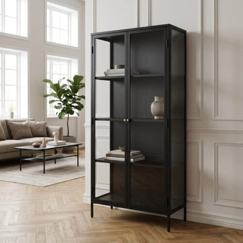 Carmel Skab i Sort Stål med Gyldne Håndtag fra Unique Furniture | 40x90x190cm - Billede 1
