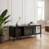 ai-miljoe-1-carmel-tv-b-nk-i-sort-st-l-med-glasfront-og-gyldne-h-ndtag-fra-unique-furniture-40x132x52cm-237062 Carmel TV Bænk i Sort Stål med Glasfront og Gyldne Håndtag fra Unique Furniture | 40x132x52cm - Billede 1