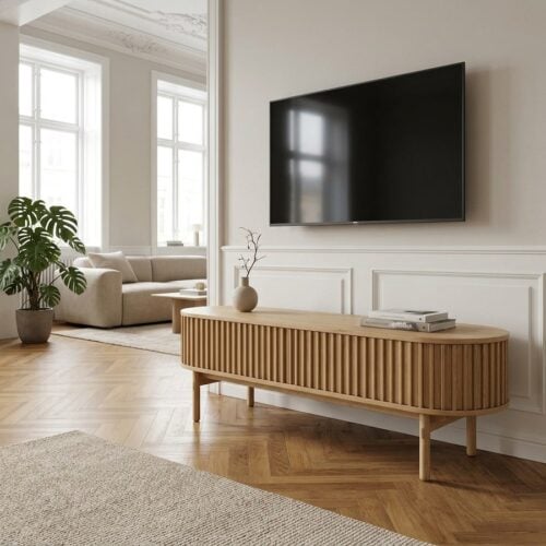 Carno TV Bord i Egetræsfiner fra Unique Furniture | B160xH48xD45cm - Billede 1