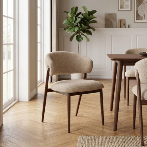Cavi Spisebordsstol i Sand Polyester & Ben i Valnød Stål fra House Nordic | LBH 65x57x80cm - Billede 1