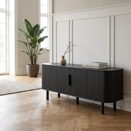 Cavo TV-bord i Sort Egetræsfinér fra Unique Furniture | B160xD40xH55,6cm - Billede 1