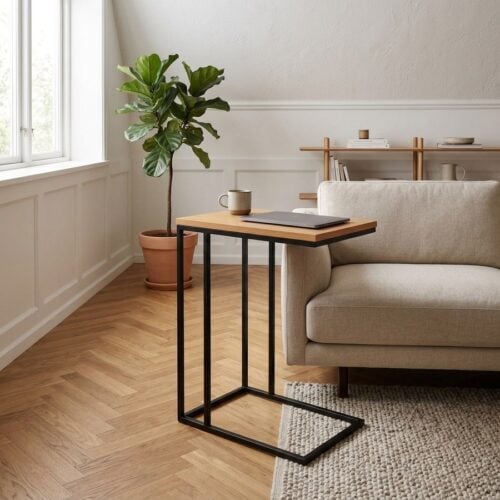 Cesura Laptop Bord i Egetræ & Ben i Sort Metal fra Unique Furniture | B50xD35xH65 cm - Billede 1