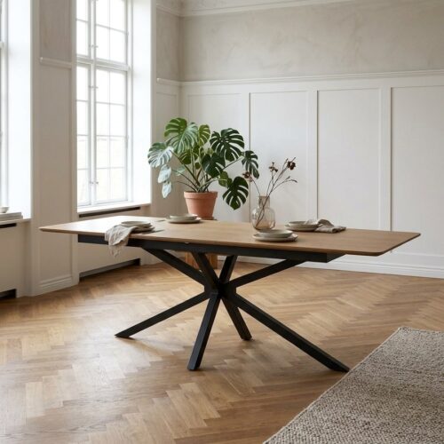 Cesura Spisebord i Egetræs Melamin med Sorte Metalben fra Unique Furniture | L160-200xB90xH75cm - Billede 1