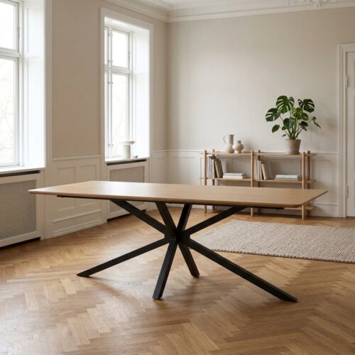 Cesura Spisebord i Egetræsmelamin med Sorte Metalben fra Unique Furniture | B200xD100xH75cm - Billede 1