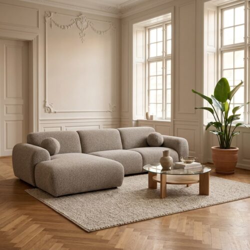 Clyde Venstrevendt Loungesofa i Sten Grå fra House Nordic | 109-177x300x75cm - Billede 1