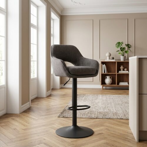Cowley Barstol i Grafit Polyester med Sort Stel fra Unique Furniture | B51xD54xH95,5-110,5cm - Billede 1