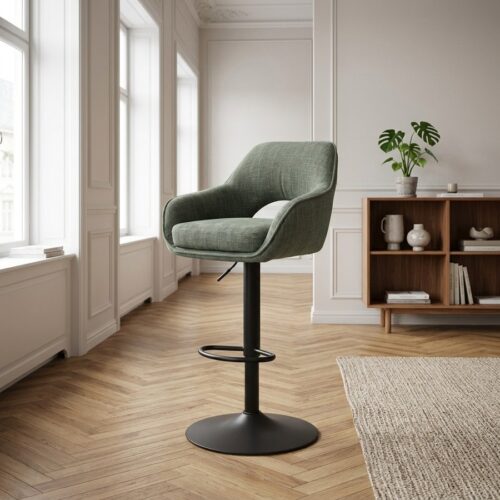 Cowley Barstol i Skovgrøn Stof med Sort Metal Stel fra Unique Furniture | B51xD54xH95,5-110,5cm - Billede 1