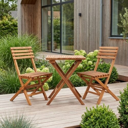 Cuenca Cafésæt i Teaktræ Fra House Nordic | 2 stole og 1 bord - Billede 1