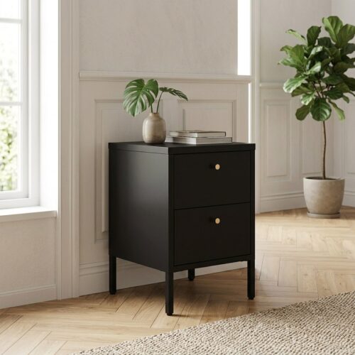 Dalby Kommode med 2 Skuffer Fra House Nordic | Sort Stål - 40x40x59,5 cm - Billede 1