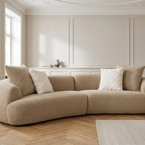Dali Sofa med 4 Puder i Lysebrun Polyester fra House Nordic | L302xB134xH69cm - Billede 1