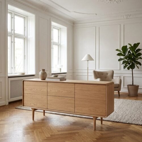 Darwin Skænk i Massiv Egetræ & MDF Eg i Natur fra House Nordic | L180xB45xH75 cm - Billede 1