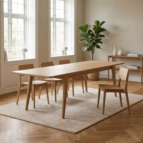 Darwin Spisebord i Massiv Egetræ & MDF Eg i Natur med Tillægsplade fra House Nordic | 180-230x90x75 cm - Billede 1