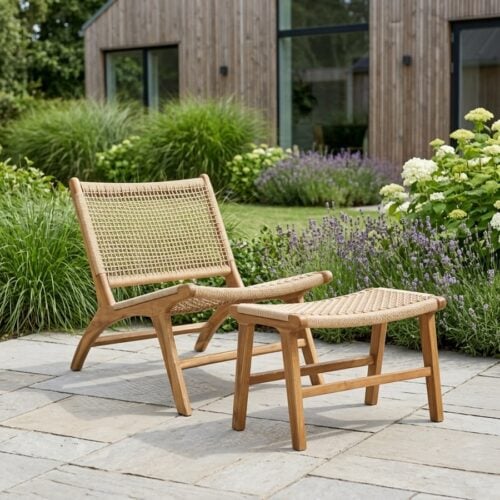 Derby Loungesæt med Stol og Skammel i Teak og PE Rattan fra House Nordic | L80xB60xH73cm - Billede 1