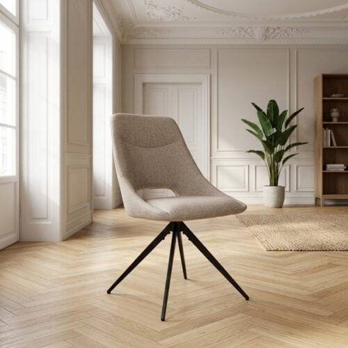 Dokka Spisebordsstol i Sand med Sorte Ben fra House Nordic | L57.5xB52xH87.5cm - Billede 1