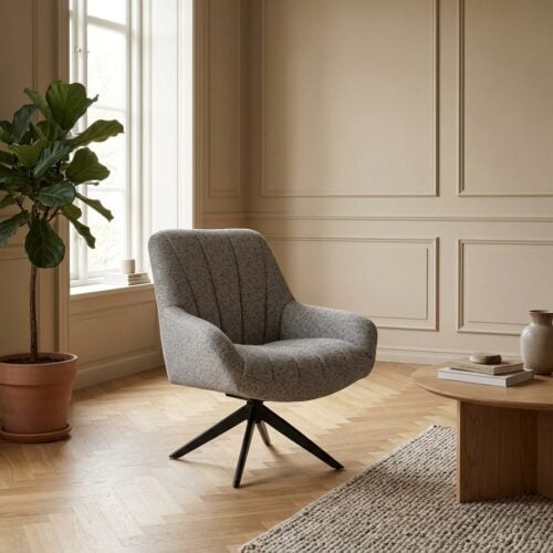 Grandola Loungestol med Drejefod i Grå med Sorte Ben fra House Nordic | L84xB81xH93cm - Billede 1