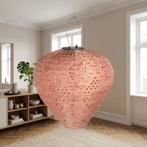 Greatham LED Lanterne i Pink Polyester og Stål fra House Nordic | Ø30xH30cm - Billede 1