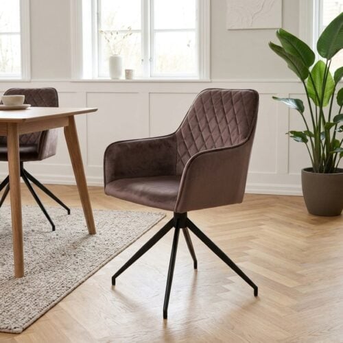 Harbo Spisebordsstol i Mushroom velour med sort drejefod fra House Nordic | 1stk. - Billede 1