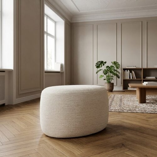 Hilo Puf i Off-White Chenille fra House Nordic | L40xB55xH39cm - Billede 1