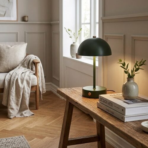 Holt LED Bordlampe i Grøn Fra House Nordic | Ø15 x H25 cm - Genopladelig - Billede 1