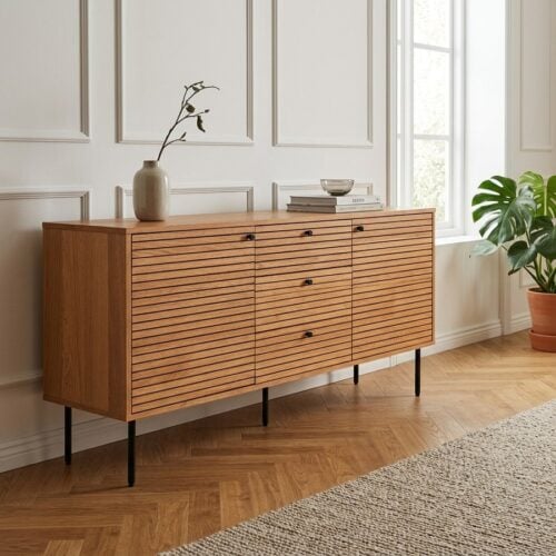 Kyoto Skænk i Natur Egefiner Fra House Nordic | 3 skuffer & 2 låger | 150x40x74 cm - Billede 1