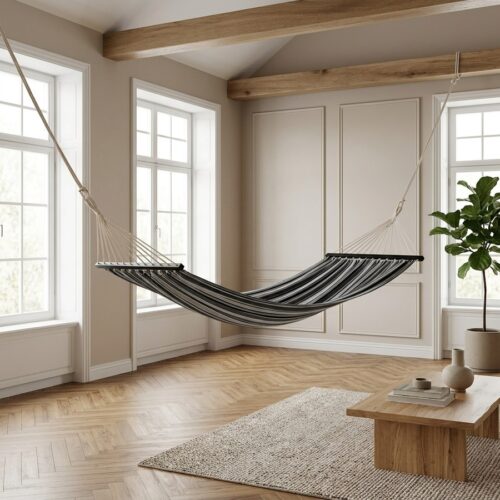 Lamia Hængekøje i sort/grå/hvid bomuld/polyester Fra House Nordic | 200x120x120 cm - Billede 1