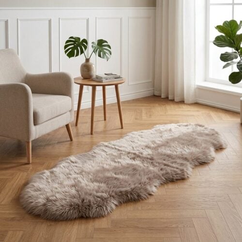 Lammeskind i imiteret lysebrun/Mushroom Fra House Nordic | 60x180 - Billede 1