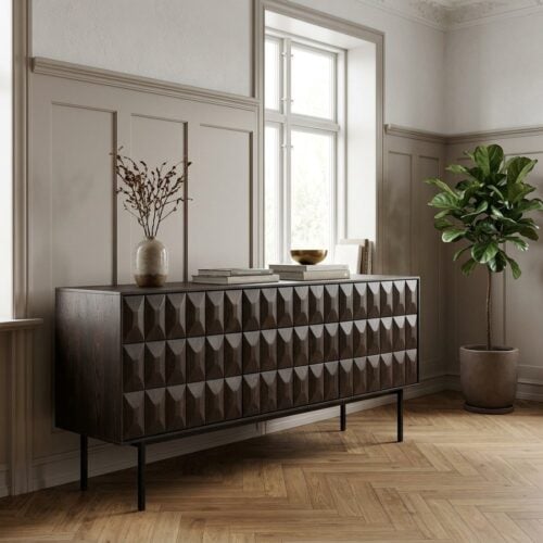 Latina Skænk i Mørk Espresso Egetræ med Sorte Metalben fra Unique Furniture | B160xH80xD45cm - Billede 1