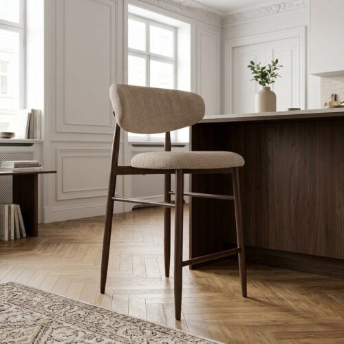 Levanto Counterstol i Sand med Valnød Trælook Ben fra House Nordic | L55xB52xH95cm - Billede 1