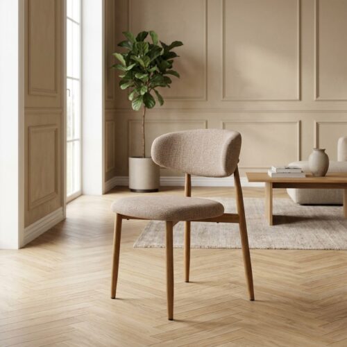 Levanto Spisebordsstol i Sand med Trælook Stålben fra House Nordic | L55xB52xH77cm - Billede 1