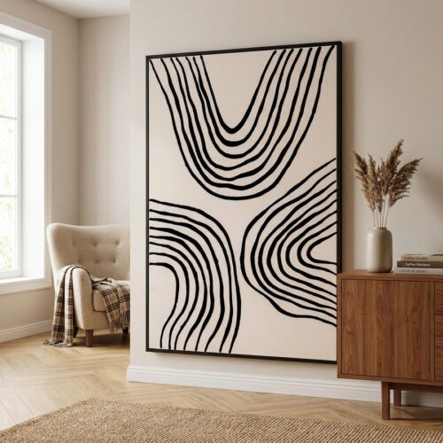 Lipari Lærredsprint i Sort/beige Fra House Nordic | 60x90 cm - No.2 - Billede 1