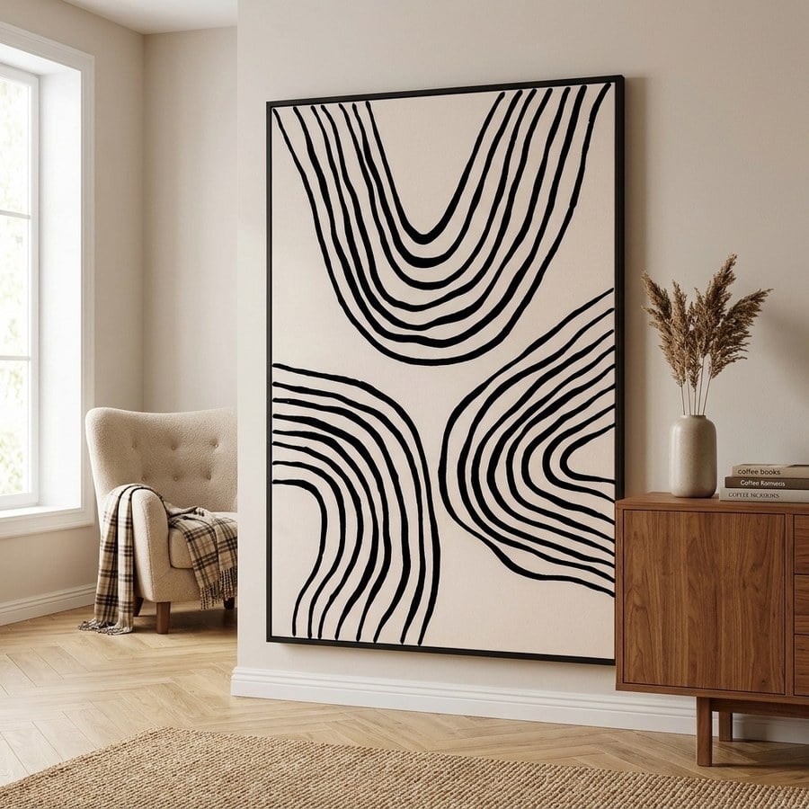 ai-miljoe-1-lipari-l-rredsprint-i-sort-beige-fra-house-nordic-60x90-cm-no-2-175224 Lipari Lærredsprint i Sort/beige Fra House Nordic | 60x90 cm - No.2 - Billede 1