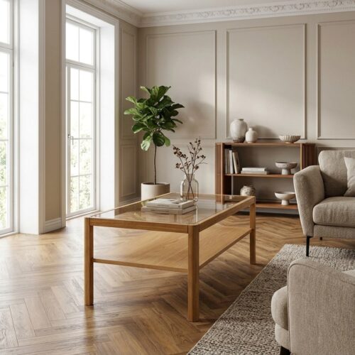 Lourmarin Sofabord i Egetræ & Hærdet Glas fra House Nordic | LBH 110x60x45 cm - Billede 1