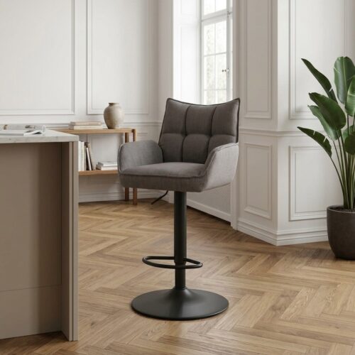 Marilla Barstol i Grafit Polyester med Sort Stål Stel fra Unique Furniture | B52xD53xH98.5-113.5cm - Billede 1