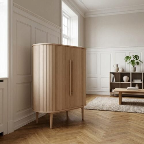Meta Skab i Hvidpigmenteret Egetræ fra Unique Furniture | B100xD40xH118cm - Billede 1