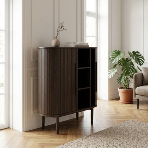 Meta Skab i Mørk Espresso Egetræsfinér fra Unique Furniture | B100xD40xH118cm - Billede 1