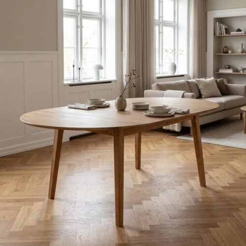 Metz Spisebord i Naturolieret Massiv Egetræ Fra House Nordic | Ø118x118-158x75 cm - Billede 1