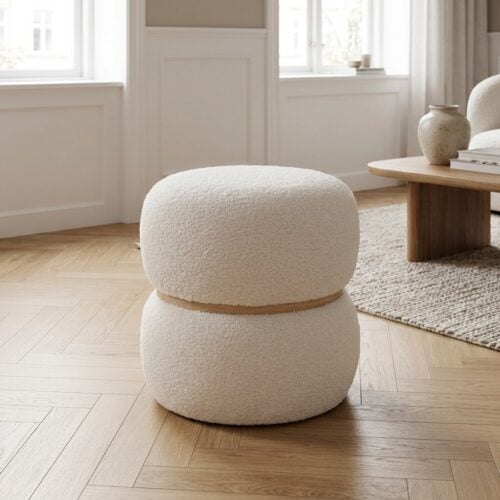 Milfort puf i hvid bourclé fra House Nordic | ø38x41 cm - Billede 1