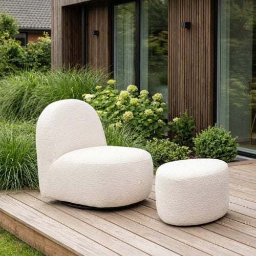 Milo Loungesæt med Loungestol og Puf i Off-White fra House Nordic | L74xB67xH70cm - Billede 1