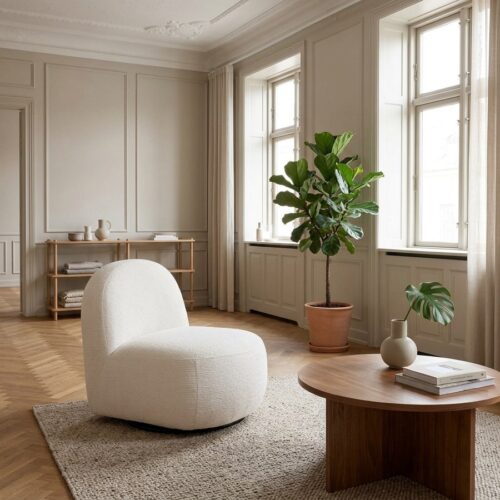 Milo Loungestol med Drejefunktion i Off-White fra House Nordic | L74xB67xH70cm - Billede 1