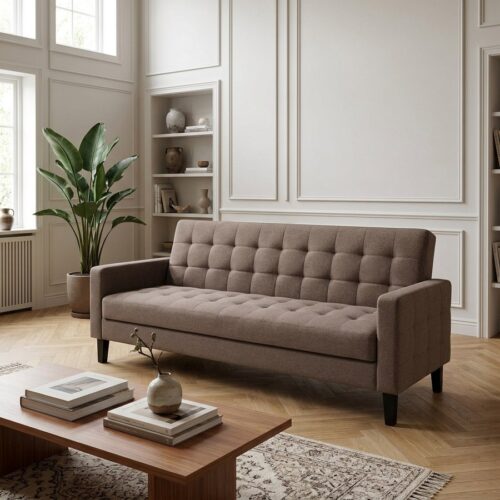 Milton Sovesofa med Opbevaring i Brun Polyester med Sorte Ben fra House Nordic | L204xB109xH81cm - Billede 1