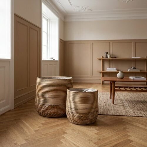 Moro Kurve af Naturfarvet Rattan | Sæt af 2 fra House Nordic | Ø29/39xH25/35cm - Billede 1