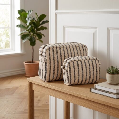 Nador Toilettaske i Sand Mix Fra House Nordic | Polyester - 20/30x14/22x9/11 cm - Sæt af 2 - Billede 1