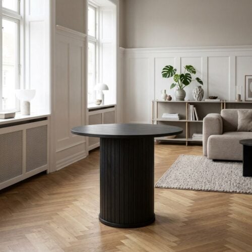 Nola Søjlebord i Sort Egetræ fra Unique Furniture | Ø50x55 cm - Billede 1